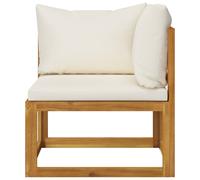 Vidaxl Sofá de Esquina Seccional y Cojín Madera de Acacia Gris Oscuro Crema Conjunto Terraza Muebles Jardín Exterior Cream