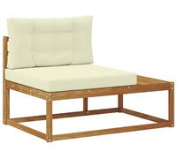 vidaXL Sofá de exterior con reposabrazos y cojines, color natural, 115 x 83 x 73 cm
