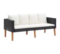 vidaXL Sofá de Jardín 2 Plazas con Cojines Asiento Cama Patio Piscina Balcón Tumbona Salón al Aire Libre Exterior Cómodo Ratán Sintético Negro
