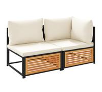 vidaXL Sofá de jardín 2 plazas con Cojines Madera Maciza de Acacia, sofá de Exterior, Muebles de Exterior, Muebles de terraza, Muebles de jardín
