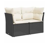 vidaXL Sofá de jardín 2 plazas, ratán sintético, cojines acolchados duraderos – Beige/Crema/Negro