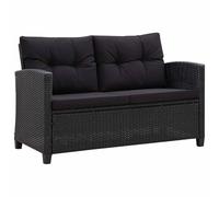 vidaXL Sofá de Jardín 2 Plazas y Cojines Asiento Patio Piscina Balcón Tumbona Salón al Aire Libre Exterior Cómodo Ratán Sintético Negro 124 cm