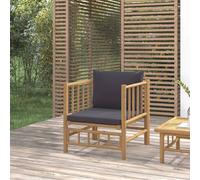 vidaXL Sofá de jardín bambú con cojines gris oscuro