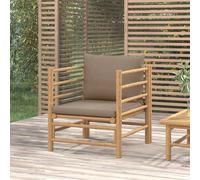 vidaXL Sofá de jardín bambú con cojines gris taupe