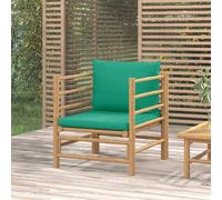 vidaXL Sofá de jardín bambú con cojines verde