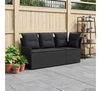 vidaXL Sofá de jardín con brazo y sofá en esquina 2 Pieza Negro