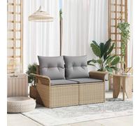 vidaXL Sofá de jardín con cojín Beige 141 x 62 x 69 cm ratán sintético