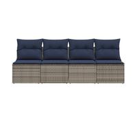 vidaXL Sofá de jardín con cojín gris 220 x 62 x 69 cm ratán sintético