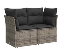 vidaXL Sofá de jardín 2 plazas modular con cojines – ratán sintético para exterior – Gris