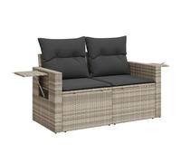 vidaXL Sofá de Jardín de 2 Plazas con Cojines, Sillón de Exterior, Sofá Modular, Asiento para Patio Terraza Balcón, Ratán Sintético Gris Claro