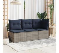 vidaXL | Sofá de jardín | con cojines, color gris, 55 x 62 x 69 cm, tejido tipo ratán