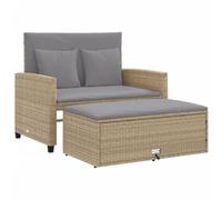 vidaXL Sofá de Jardín con Cojines de 2 Plazas, Asiento Exterior, Sofá Biplaza, Mueble para Patio Terraza Balcón, Ratán Sintético Beige