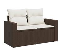 vidaXL Sofá de Jardín con Cojines de 2 Plazas, Asiento Exterior, Sofá Biplaza, Mueble para Patio Terraza Balcón, Ratán Sintético Marrón