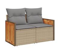 vidaXL Sofá de jardín con cojines de 2 plazas ratán sintético beige en color beige y gris claro/Negro y blanco/Negro y más | acolchados duraderos para sofás de jardín terraza exterior