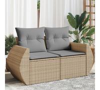 vidaXL Sofá de jardín con cojines de 2 plazas ratán sintético beige