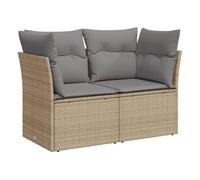 vidaXL Sofá de jardín 2 plazas ratán sintético con cojines – Beige/Crema – Acolchados duraderos
