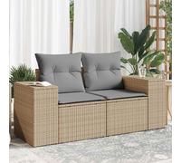 vidaXL Sofá de jardín con cojines de 2 plazas ratán sintético beige