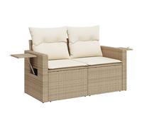 vidaXL Sofá de jardín 2 plazas modular con cojines, ratán sintético beige