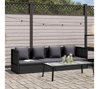 vidaXL Sofá de jardín con cojines y almohadas ratán sintético negro