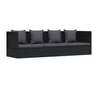 vidaXL Sofá de jardín para exterior con cojines y almohadas – Ratán sintético negro