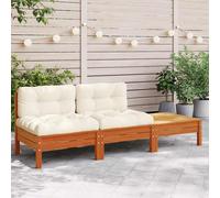 Vidaxl Sofá de Jardín con Cojines y Reposapiés 2 Plazas Marrón Pino Douglas Natural Impregnado Natural Pine brown