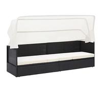 vidaXL Sofá de jardín con dosel – Tumbona/cama exterior de ratán sintético, desmontable, negro