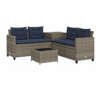 vidaXL Sofá de jardín con mesa y cojín en forma de L, sofá de exterior para relajarse, sofá seccional para terraza, balcón, terraza, estilo moderno, gris