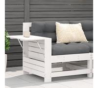 vidaXL Sofá de jardín con reposabrazo mesa auxiliar madera pino blanco