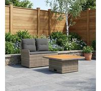 vidaXL Sofá de Jardín con Reposabrazos y Mesa Elevable 2 Pieza