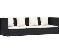 vidaXL: Sofá de jardín convertible en cama con cojines, tejido de polirratán, color