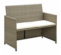 vidaXL Sofá de Jardín de 2 Plazas Cojín Mueble de Exterior Patio Cerca de Piscina Banco de Tomar el Sol Café Merienda Ratán Sintético Gris
