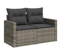 vidaXL Sofá de Jardín de 2 Plazas con Cojines, Sillón de Exterior, Sofá Modular, Asiento para Patio Terraza Balcón, Ratán Sintético Gris