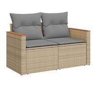 vidaXL Sofá de Jardín de 2 Plazas con Cojines, Sillón de Exterior, Sofá Modular, Asiento para Patio Terraza Balcón, Ratán Sintético Beige