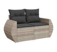 vidaXL Sofá de Jardín de 2 Plazas con Cojines, Sillón de Exterior, Sofá Modular, Asiento para Patio Terraza Balcón, Ratán Sintético Gris Claro