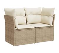 vidaXL Sofá de Jardín de 2 Plazas con Cojines, Sillón de Exterior, Sofá Modular, Asiento para Patio Terraza Balcón, Ratán Sintético Beige