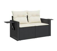 vidaXL Sofá de Jardín de 2 Plazas con Cojines, Sillón de Exterior, Sofá Modular, Asiento para Patio Terraza Balcón, Ratán Sintético Negro
