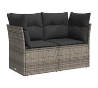 vidaXL Sofá de Jardín de 2 Plazas con Cojines, Sillón de Exterior, Sofá Modular, Asiento para Patio Terraza Balcón, Ratán Sintético Gris