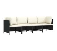 vidaXL Sofá de Jardín de 4 Plazas con Cojines Patio Terraza Balcón Salón Sala de Estar Exterior Muebles Mobiliario Almohada Ratán Sintético Negro