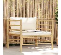 vidaXL Sofá de jardín de bambú con cojines blanco – Exterior