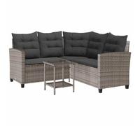 vidaXL Sofá de jardín en Forma de L con Mesa y Cojines ratán PE Gris, sofá de Exterior, sofá de Exterior en Forma de L, sofá de jardín de ratán sintético