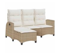 vidaXL Sofá de jardín reclinable con cojines en forma de L beige