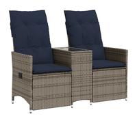 vidaXL Sofá de jardín reclinable de 2 plazas con Mesa de ratán sintético gris