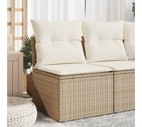 vidaXL Sofá de jardín sin reposabrazos con cojines ratán PE beige