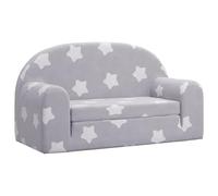vidaXL Sofá de niños 2 plazas – Mini sofá con reposabrazos, felpa gris claro con estrellas