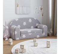 vidaXL Sofá de niños de 2 plazas felpa suave gris claro con estrellas