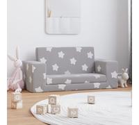 vidaXL Sofá infantil 2 plazas – Sillón con reposabrazos, felpa suave, gris claro con estrellas
