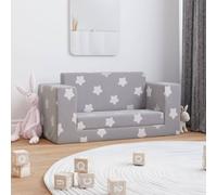 vidaXL Sofá de niños de 2 plazas felpa suave gris claro con estrellas