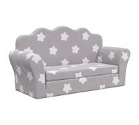 vidaXL Sofá de Niños de 2 Plazas, Sillón con Reposabrazos, Mini Sofá Infantil, Sofá para Dormitorio Sala Juegos, Felpa Suave Gris Claro con Estrellas
