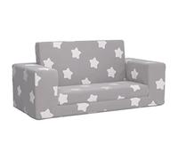 vidaXL Sofá de Niños de 2 Plazas, Sillón con Reposabrazos, Mini Sofá Infantil, Sofá para Dormitorio Sala Juegos, Felpa Suave Gris Claro con Estrellas