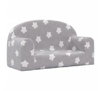vidaXL Sofá de Niños de 2 Plazas, Sillón con Reposabrazos, Mini Sofá Infantil, Sofá para Dormitorio Sala Juegos, Felpa Suave Gris Claro con Estrellas